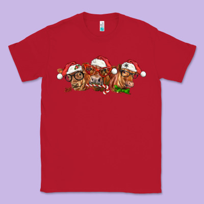 Christmas Red Angus Cows Classic Tee Designed By Lillyallendesigns