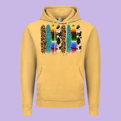 Serape Leopard Tooled Leather Cowhide Background Vintage Hoodie Designed By Ranaportraitstore