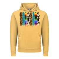 Vintage Mustard serape leopard tooled leather cowhide background Vintage Hoodie - RanaPortraitStore