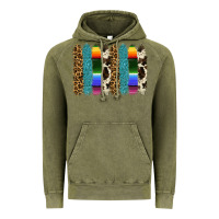 Vintage Olive serape leopard tooled leather cowhide background Vintage Hoodie - RanaPortraitStore