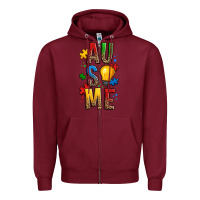 Burgundy ausome autism Zipper Hoodie - OliviaCreatesArt