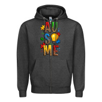 Charcoal Heather ausome autism Zipper Hoodie - OliviaCreatesArt