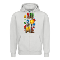 Dove Grey ausome autism Zipper Hoodie - OliviaCreatesArt