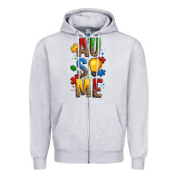 Heather Grey ausome autism Zipper Hoodie - OliviaCreatesArt