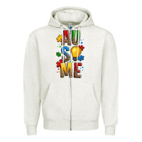Oatmeal Heather ausome autism Zipper Hoodie - OliviaCreatesArt