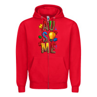 Red ausome autism Zipper Hoodie - OliviaCreatesArt