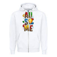 White ausome autism Zipper Hoodie - OliviaCreatesArt