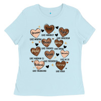 Baby Blue black history month hearts Ladies Tee - MaliasSmallBusiness