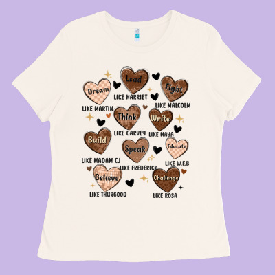 Black History Month Hearts Ladies Tee Designed By Maliassmallbusiness
