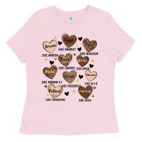 Bubblegum Pink black history month hearts Ladies Tee - MaliasSmallBusiness