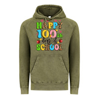 Vintage Olive happy 100 th days of school Vintage Hoodie - Artiststas