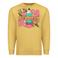 Antique Gold teacher floral pencil Premium Sweatshirt - BundleAndBundleShop