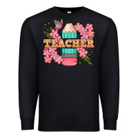 Black teacher floral pencil Premium Sweatshirt - BundleAndBundleShop