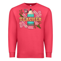 Cardinal teacher floral pencil Premium Sweatshirt - BundleAndBundleShop