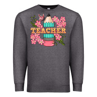 Charcoal Heather teacher floral pencil Premium Sweatshirt - BundleAndBundleShop
