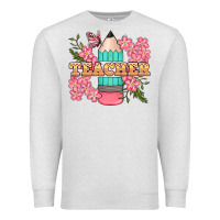 Oatmeal Heather teacher floral pencil Premium Sweatshirt - BundleAndBundleShop