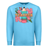 Ocean Blue teacher floral pencil Premium Sweatshirt - BundleAndBundleShop