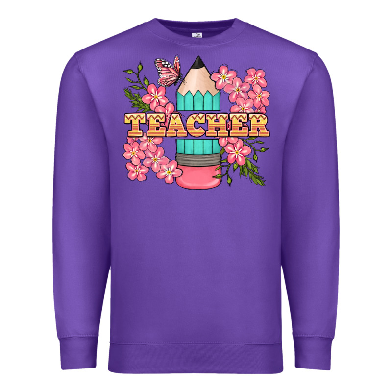 Teacher Floral Pencil Premium Sweatshirt by BundleAndBundleShop | Teevron