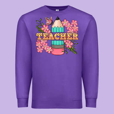 Teacher Floral Pencil Premium Sweatshirt Designed By Bundleandbundleshop