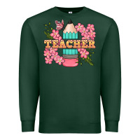 Sports Green teacher floral pencil Premium Sweatshirt - BundleAndBundleShop