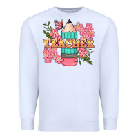 White teacher floral pencil Premium Sweatshirt - BundleAndBundleShop