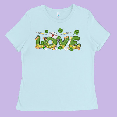 St Patricks Love Nurse Ladies Tee Designed By Maliassmallbusiness