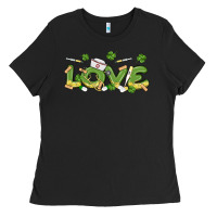 Black st patricks love nurse Ladies Tee - MaliasSmallBusiness