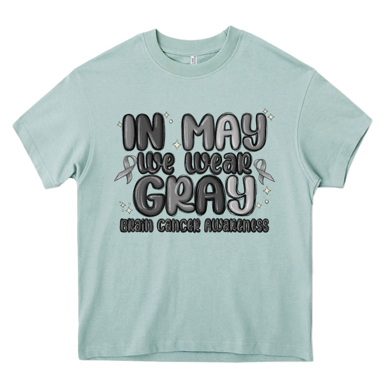 In May We Wear Gray Brain Cancer Awareness Heavy Core Tee by MaliasSmallBusiness | Teevron
