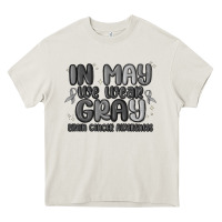 Cream in may we wear gray brain cancer awareness Heavy Core Tee - MaliasSmallBusiness