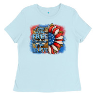 Baby Blue Patriotic Sunflower Ladies Tee - Jasminsmagicworld