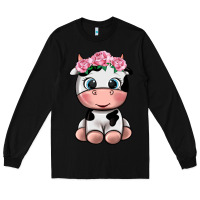 Black cute cow Long Sleeve Tee - texasbilliewilder