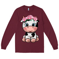 Burgundy cute cow Long Sleeve Tee - texasbilliewilder