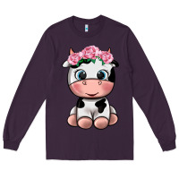 Plum cute cow Long Sleeve Tee - texasbilliewilder