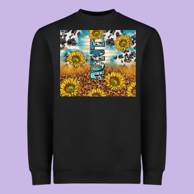 Aunt Sunflower Leopard Glitter Heavyweight Sweatshirt Designed By Tumblerdesignbyshophia