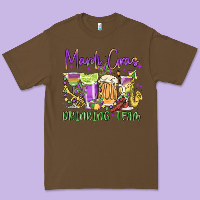 Mardi Gras Drinking Team Premium Tee Designed By Maliassmallbusiness