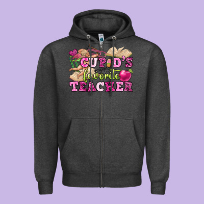 Cupid's Favorite Teacher Zipper Hoodie Designed By Oliviacreatesart