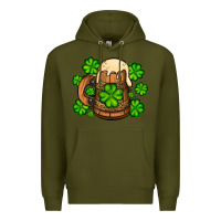 Army Green St. Patrick's Beer and shamrock Premium Hoodie - OliviaCreatesArt