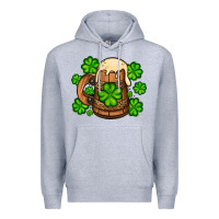 Heather Grey St. Patrick's Beer and shamrock Premium Hoodie - OliviaCreatesArt
