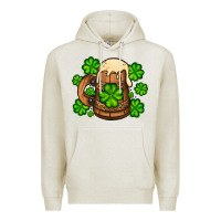 Oatmeal Heather St. Patrick's Beer and shamrock Premium Hoodie - OliviaCreatesArt