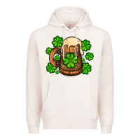 Pale Pink St. Patrick's Beer and shamrock Premium Hoodie - OliviaCreatesArt