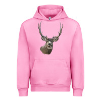 Fuchsia Pink Mule Buck Deer Head Urban Hoodie - LillyAllenDesigns