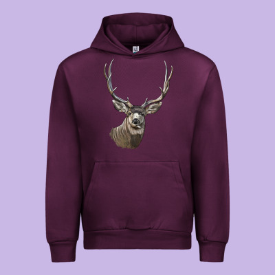 Mule Buck Deer Head Urban Hoodie Designed By Lillyallendesigns
