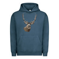 Pigment Midnight Navy Mule Buck Deer Head Urban Hoodie - LillyAllenDesigns