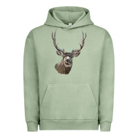 Pigment Oil Green Mule Buck Deer Head Urban Hoodie - LillyAllenDesigns