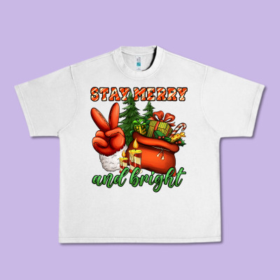 Stay Merry And Bright Peace Hand Urban Heavy Tee Designed By Jasminsmagicworld