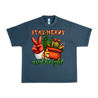 Midnight Navy stay merry and bright peace hand Urban Heavy Tee - Jasminsmagicworld