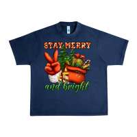 Navy stay merry and bright peace hand Urban Heavy Tee - Jasminsmagicworld