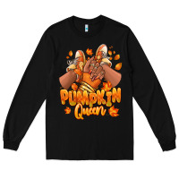 Black Pumpkin queen Fall black girl sneakers Long Sleeve Tee - RanaPortraitStore