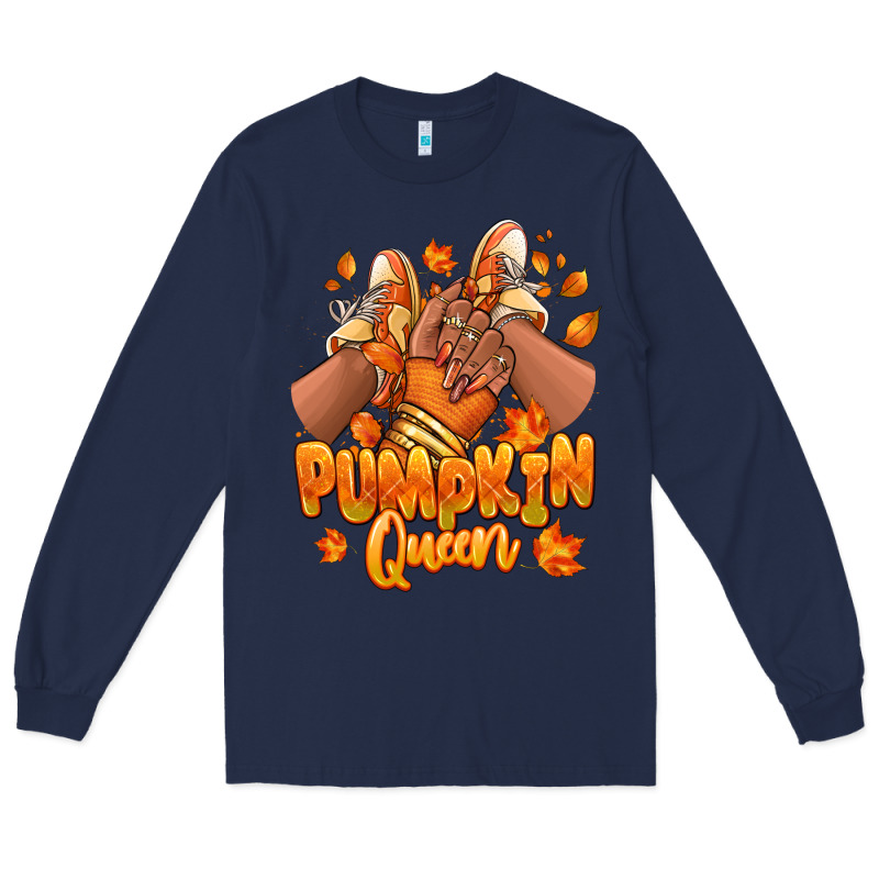 Pumpkin Queen Fall Black Girl Sneakers Long Sleeve Tee by RanaPortraitStore | Teevron