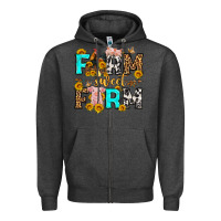 Charcoal Heather farm sweet farm western  olivia Zipper Hoodie - OliviaCreatesArt